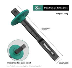 GREENER Industrial Pro Masonry Flat Chisel 200mm with hand protector