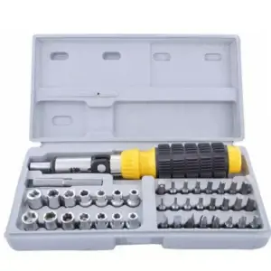 41 Piece Socket Set 1/4 Drive & Hex Bit Set with 3 Way Reversible Ratchet